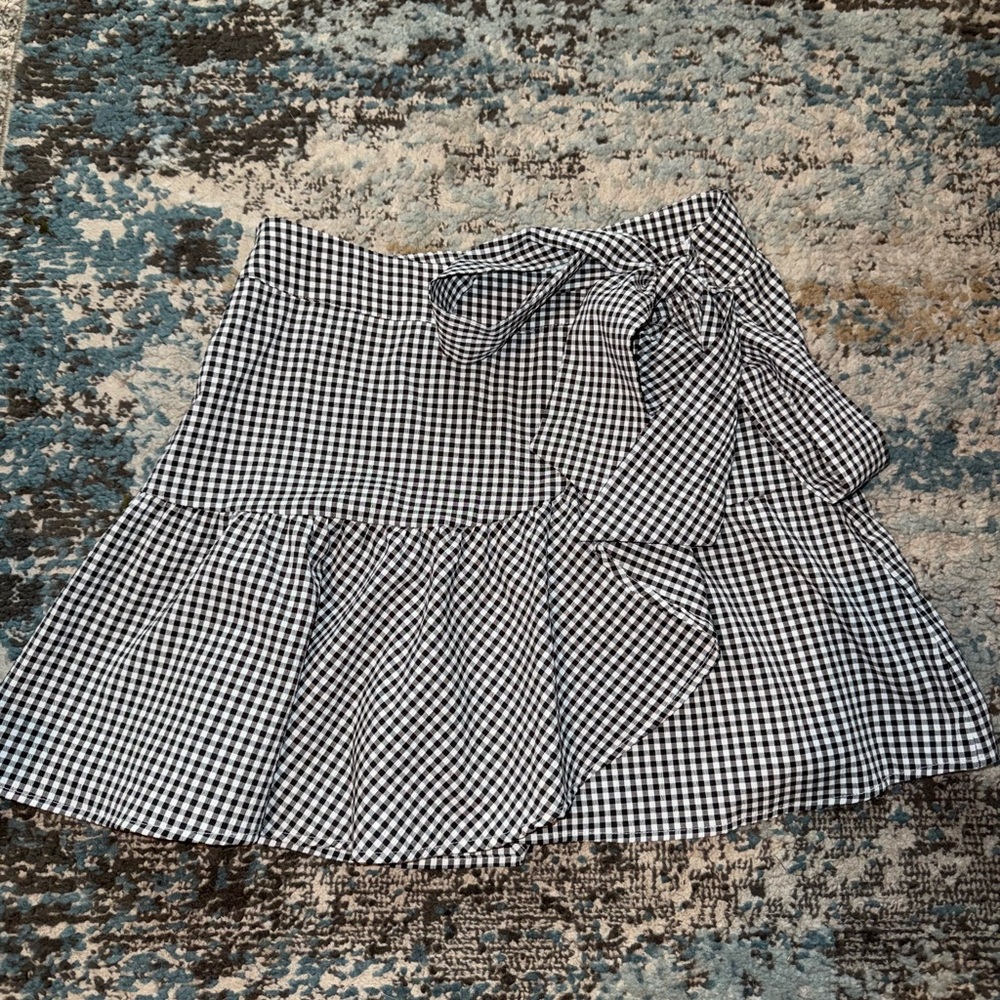 Blue Rain Black and White Checkered Skort